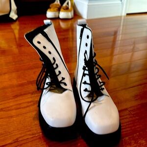 Never worn white combat boots.